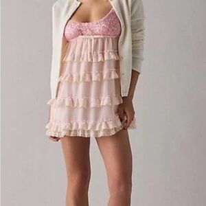 Urban Outfitters Pink Ruffle Mini Dress